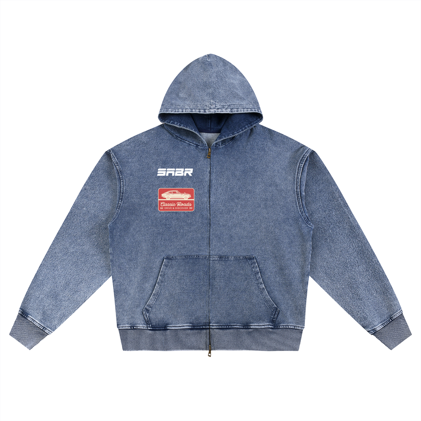Snow Wash Oversized Zip-Up Hoodie