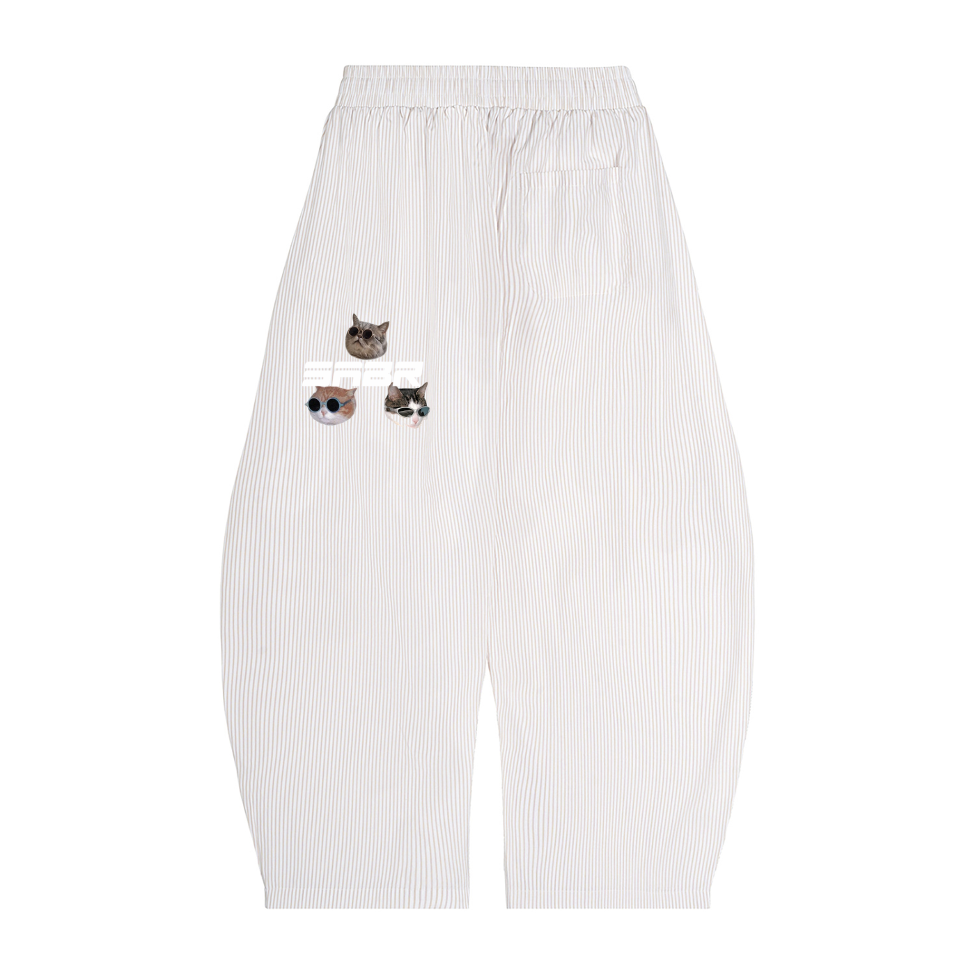 Vertical Stripe Drawstring Barrel Pants