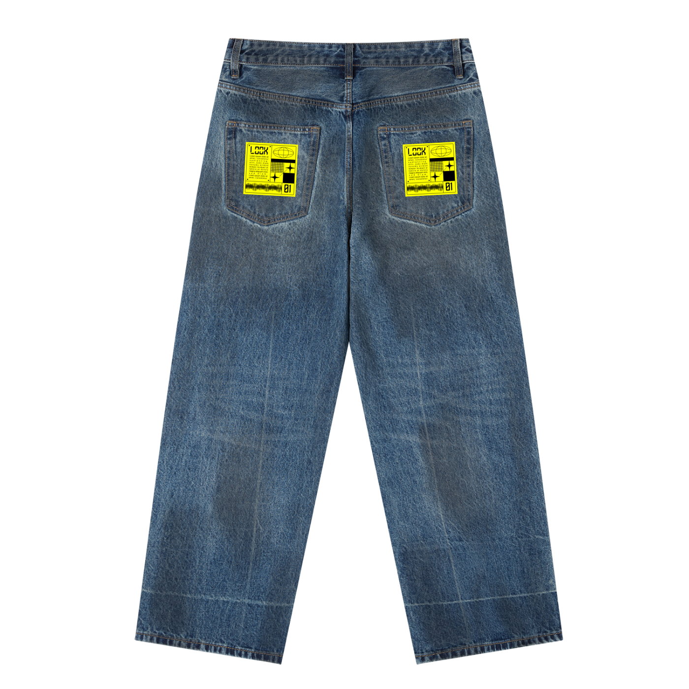 Vintage Wash Baggy Denim Jeans