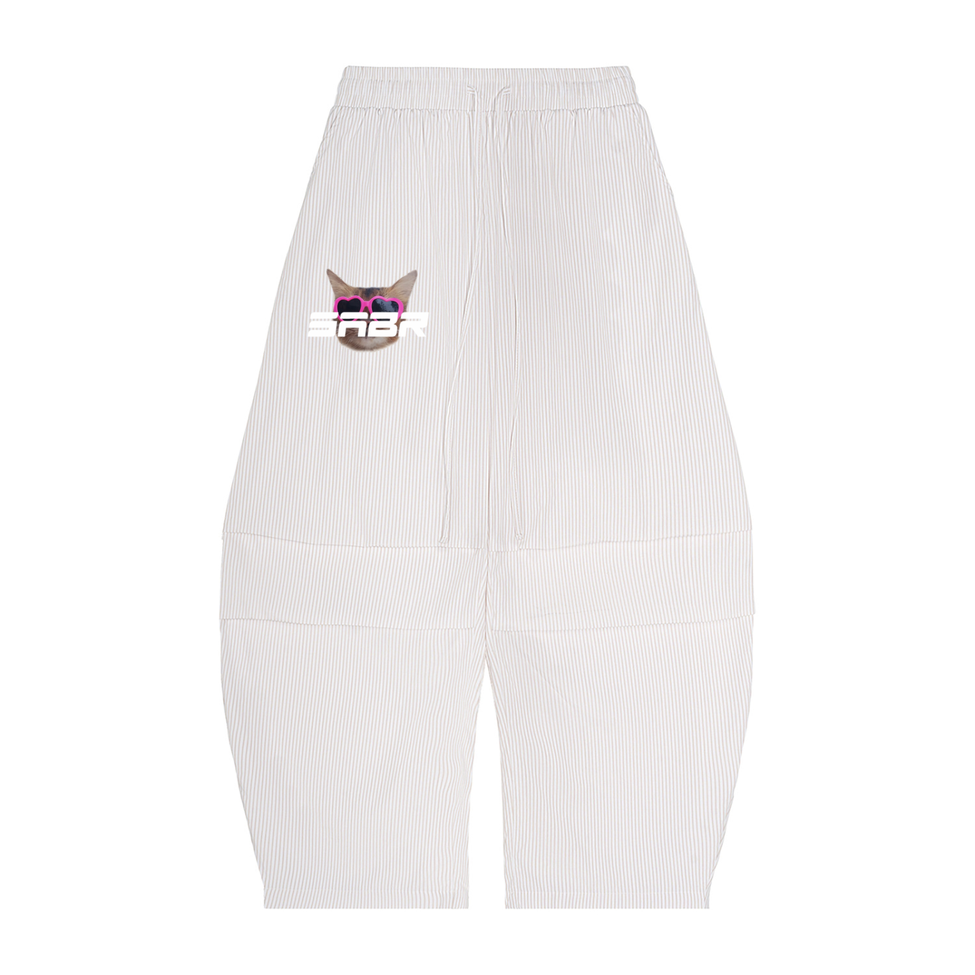 Vertical Stripe Drawstring Barrel Pants