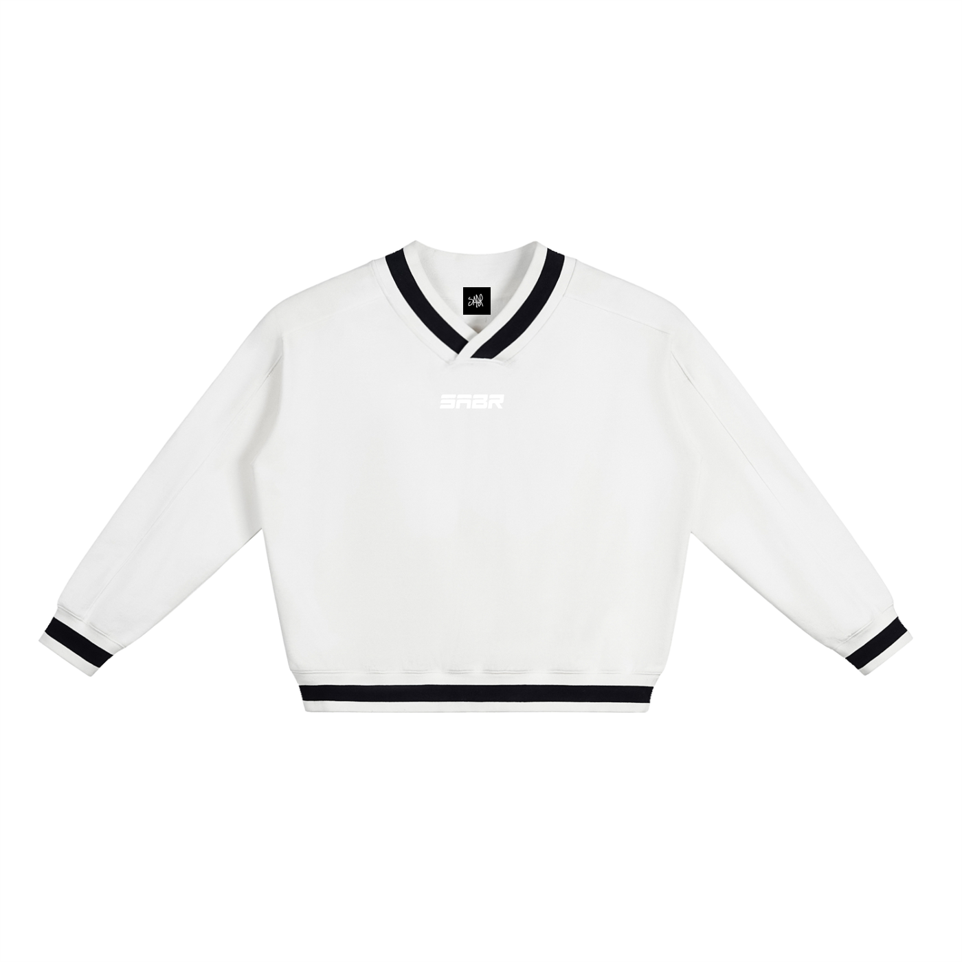 V-Neck Contrast Collar Boxy Sweatshirt