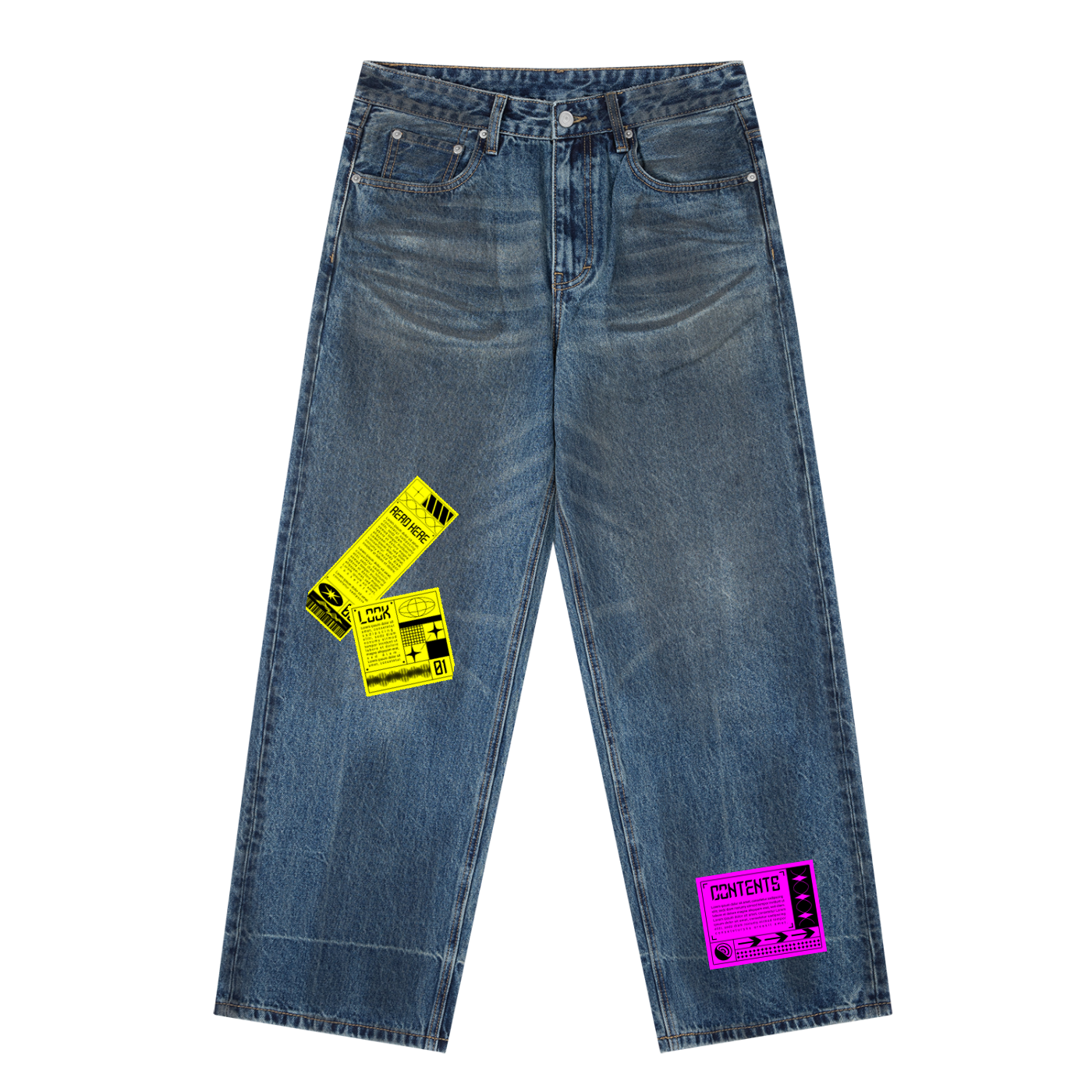 Vintage Wash Baggy Denim Jeans